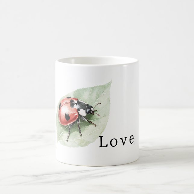 Ladybug on Leaf Love Kaffemugg (Center)