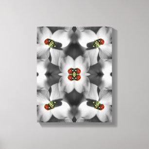 Ladybug på Abstrakten Dogwood Flower Canvastryck