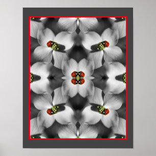 Ladybug på Abstrakten Dogwood Flower Poster