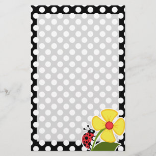 Ladybug på Black and White Polka dots Brevpapper