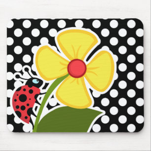 Ladybug på Black and White Polka dots Musmatta