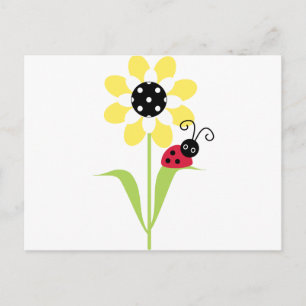 Ladybug på blomman vykort