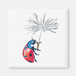 Ladybug på dandelionfrö magnet