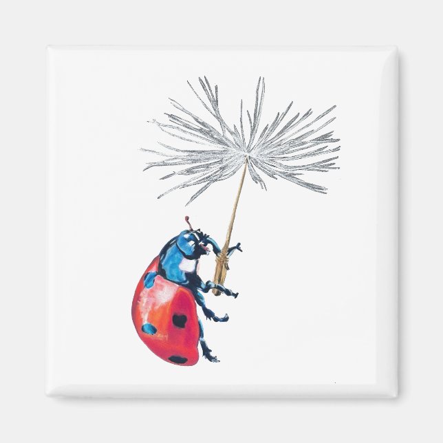 Ladybug på dandelionfrö magnet (Framsidan)