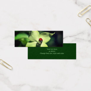 Ladybug på Dogwood Flower Nature Mini Bookmark Litet Visitkort