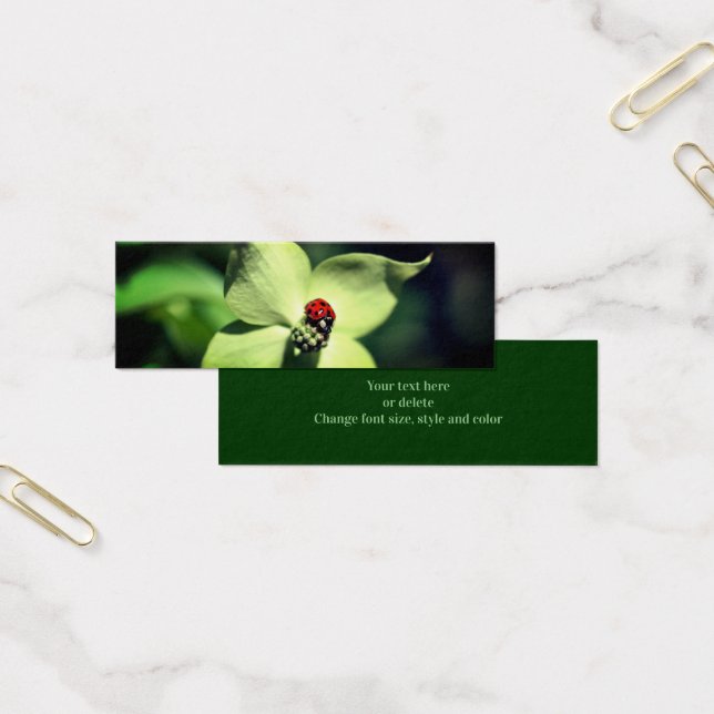 Ladybug på Dogwood Flower Nature Mini Bookmark Litet Visitkort (Kontor)