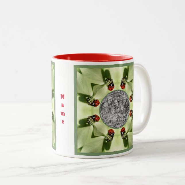 Ladybug på dogwood-natur Lägg till ditt foto Två-Tonad Mugg (Framsida höger)