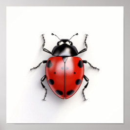 Ladybug på en vit bakgrund poster