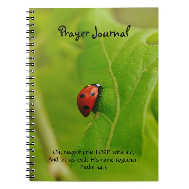Ladybug på Grönt Löv Faith Prayer Journal Anteckningsbok (Framsidan)