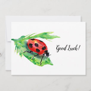 Ladybug på Grönt Löv Lycka till Tack Kort