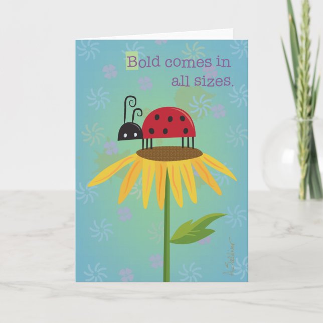 Ladybug på Gult Flower Greeting Card Kort (Framsida)