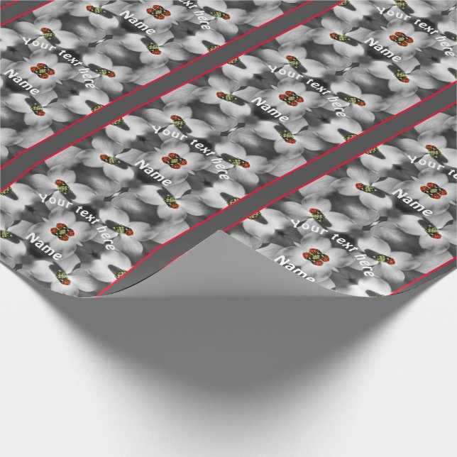 Ladybug på Personligen Dogwood Flower Nature Presentpapper (Hörn)