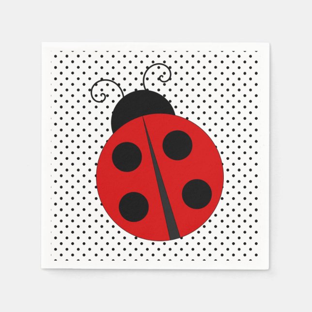 Ladybug på Polka dots Design Papper Napkins Pappersservett (Framsidan)