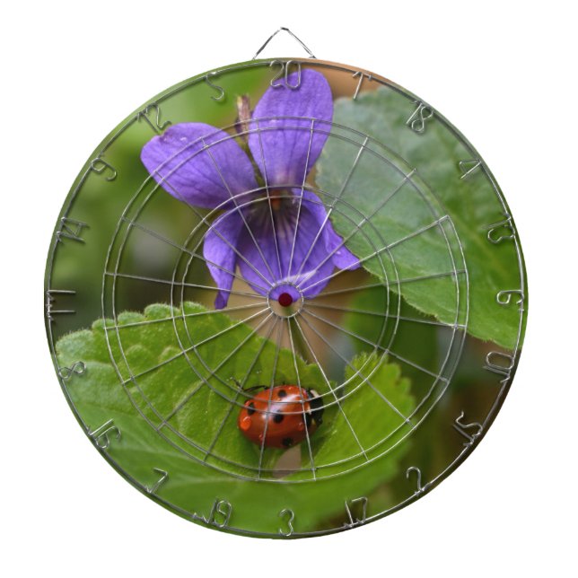 Ladybug på Sweet Violet Flowers Darttavla (Framsidan)