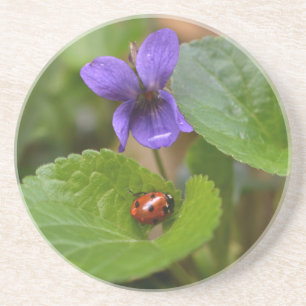 Ladybug på Sweet Violet Flowers Underlägg