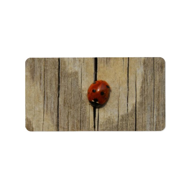 Ladybug på trä adressetikett (Framsidan)