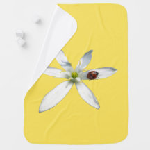 Ladybug på vit blomma Blanket