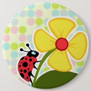 Ladybug Pastel Färg, Polka Dot Knapp