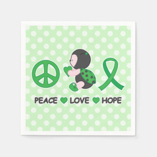 Ladybug Peace Kärlek Hope Grönt Awareness Ribbon Pappersservett