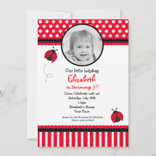 Ladybug Photo Birthday-inbjudan Inbjudningar