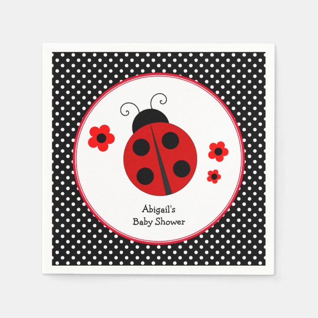 Ladybug Polka Dot Baby Shower Pappersservett (Framsidan)