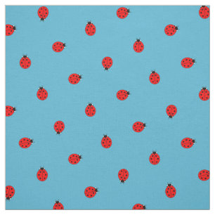Ladybug Polka Dot Mönster på Blue Tyg