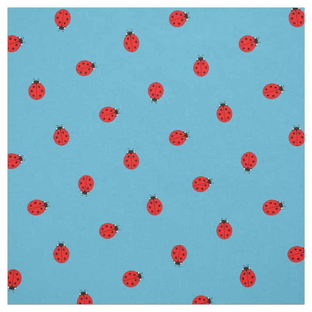 Ladybug Polka Dot Mönster på Blue Tyg (Provkarta)