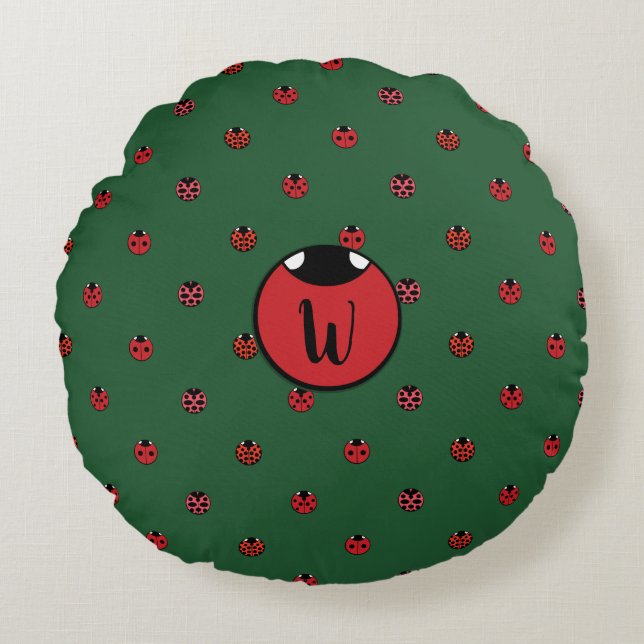 Ladybug Polka dots Round Pillow Rund Kudde (Framsidan)