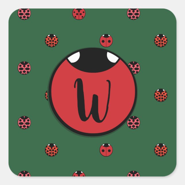 Ladybug Polka dots Sticker Fyrkantigt Klistermärke (Framsida)