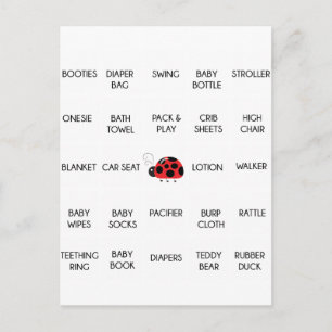 Ladybug Polkadots Baby Shower Bingo Call Ord Inbjudan Vykort