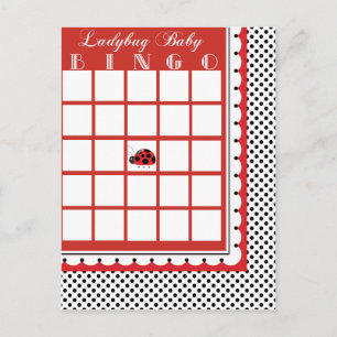 Ladybug Polkadots Baby Shower Bingo Card blank Inbjudan Vykort