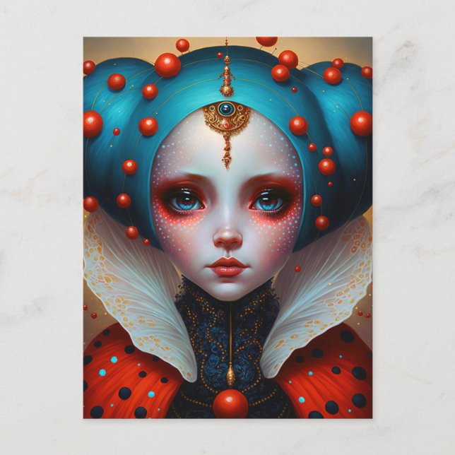 Ladybug Queen Cute Fantasy Art Vykort (Framsida)