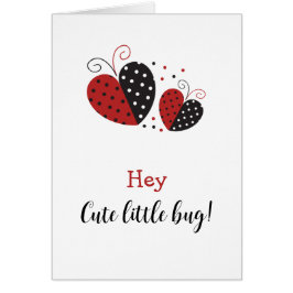 Ladybug Red and Black Cute Heart Birthday Hälsningskort