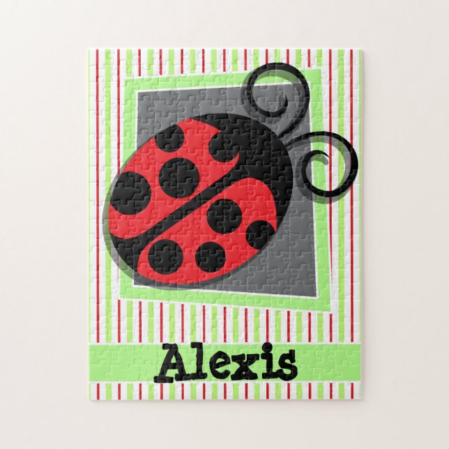 Ladybug; Red and Lime Green Rand Pussel (Vertikal)