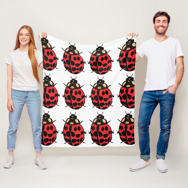 Ladybug Red Black Insekt Ladybug Fleecefilt (På plats)