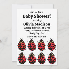 Ladybug Red Black Insekt Ladybug Flicka Shower Inbjudningar