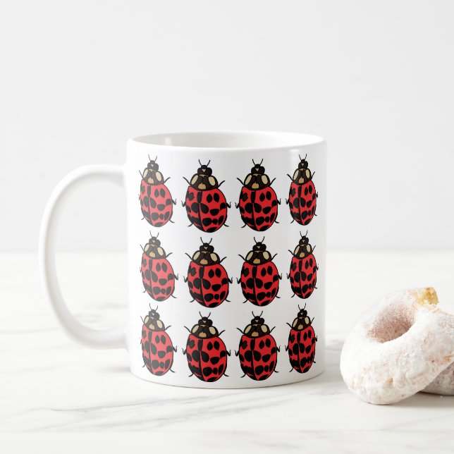 Ladybug Red Black Insekt Ladybug Kaffemugg (Med munk)