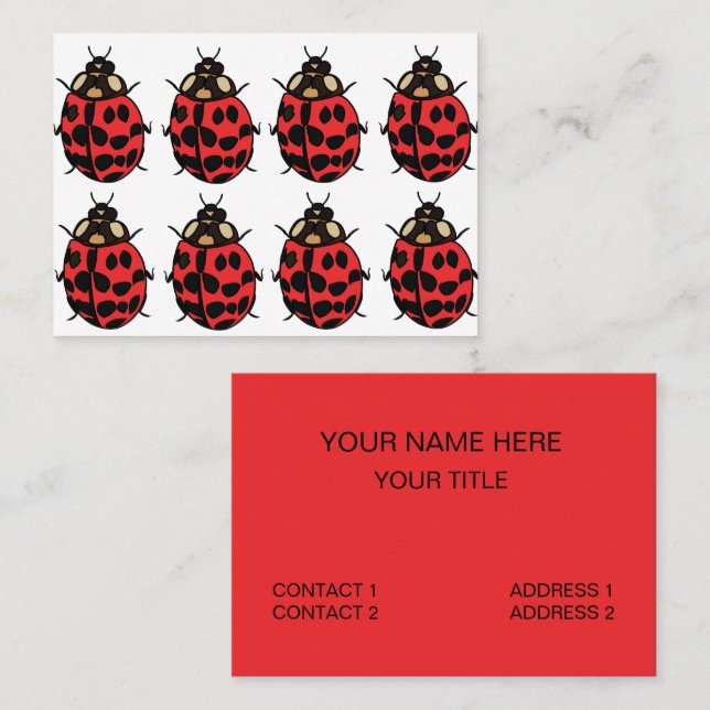 Ladybug Red Black Insekt Ladybug Visitkort (Fram/baksida)