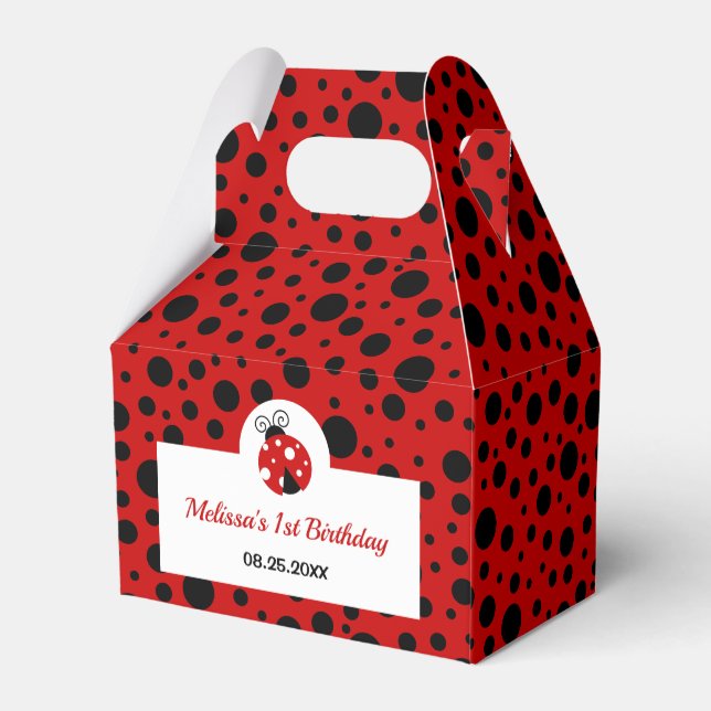 Ladybug Red Black Polka dots Barns födelsedag Presentaskar (Baksidan Sidan)