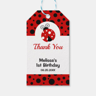 Ladybug Red Black Polka dots Barns födelsedag Presentetikett
