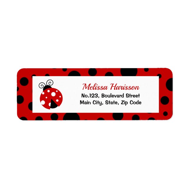Ladybug Red Black Polka dots Returadress Etikett (Framsidan)