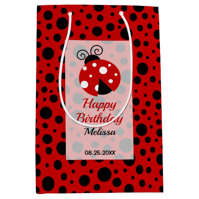 Ladybug Red Black Ram Polka dots Barns födelsedag (Framsidan)