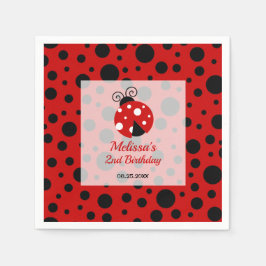 Ladybug Red Black Ram Polka dots Barns födelsedag Pappersservett