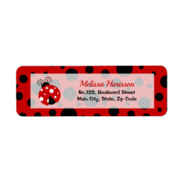 Ladybug Red Black Ram Polka dots Returadress Etikett