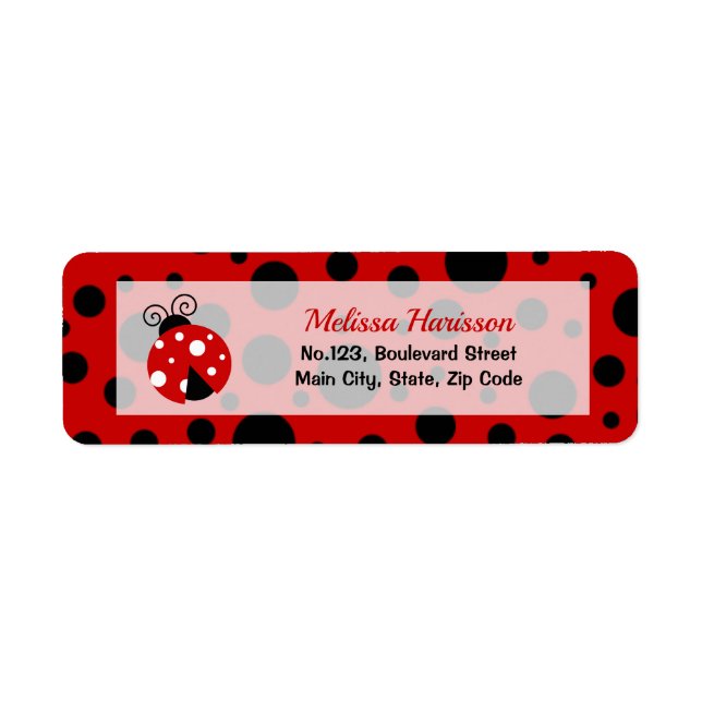 Ladybug Red Black Ram Polka dots Returadress Returadress Etikett (Framsidan)