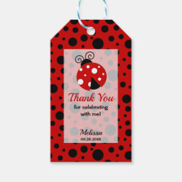 Ladybug Red Black Ram Polka dots Tack Presentetikett