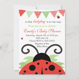 Ladybug Red Flicka Shower-inbjudan Inbjudningar