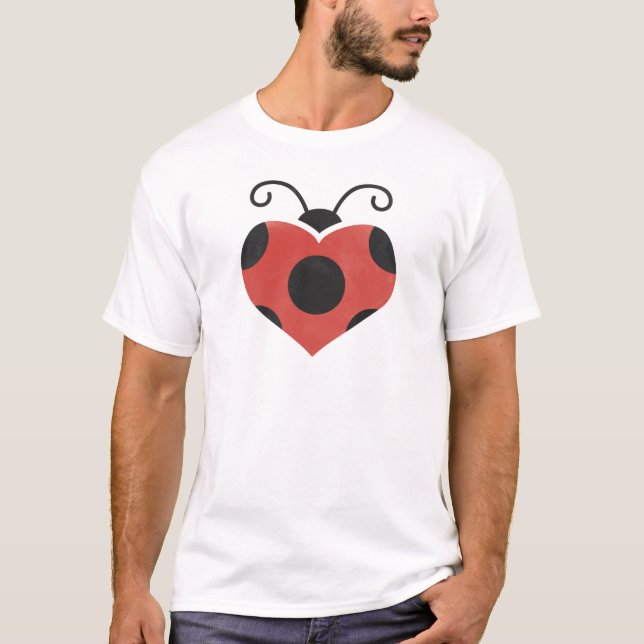 Ladybug Red Kryp Heart-symbol T Shirt (Framsida)