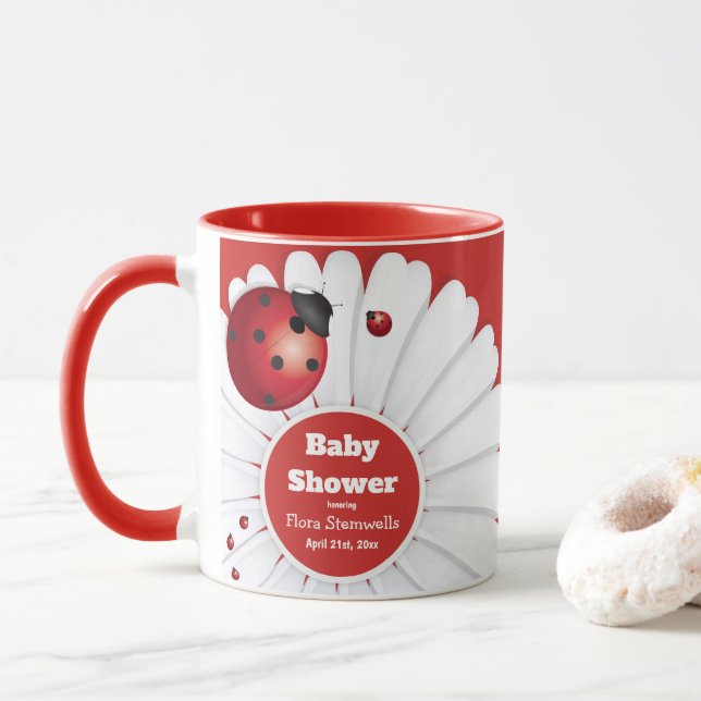 Ladybug Red White Black Baby Shower Mugg (Med munk)