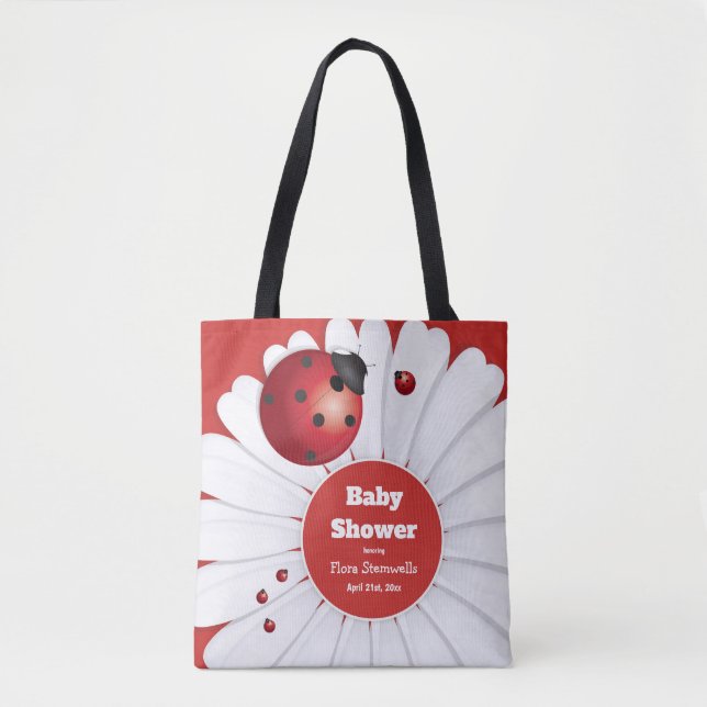 Ladybug Red White Black Baby Shower Tote Tygkasse (Framsida)